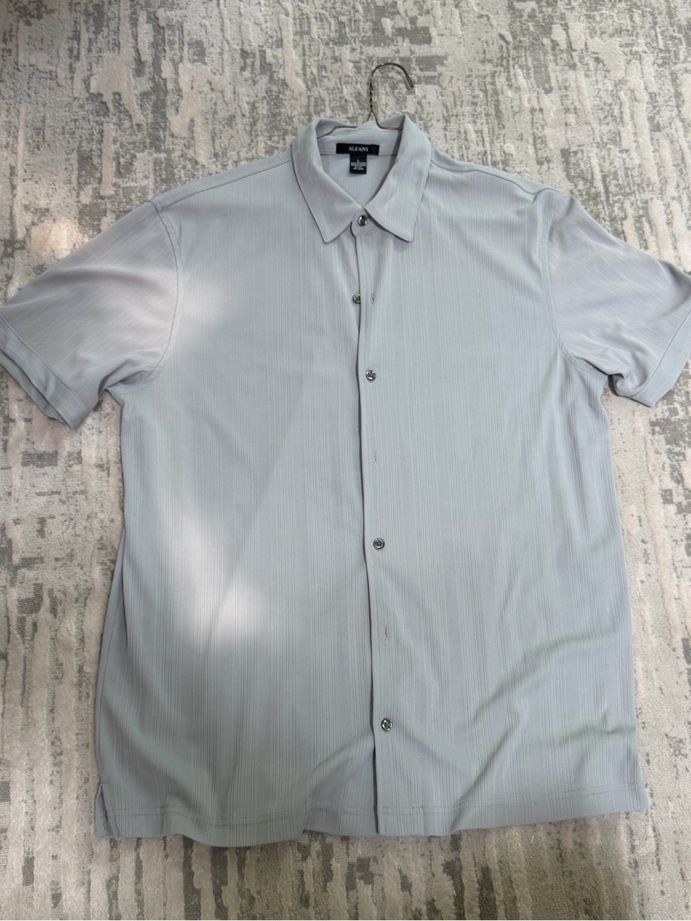 Alfani Light Gray Short-Sleeve Button-Down Shirt